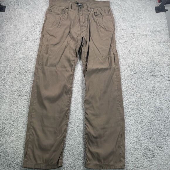 Prana Pants Mens 34x32 Brown Brion Slim Fit Stretch Hiking Nylon Outdoors - Picture 1 of 11
